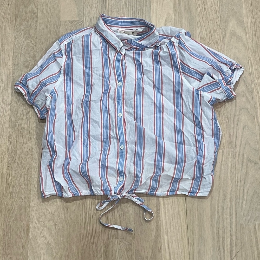Hollister Red and Blue Striped Shirt